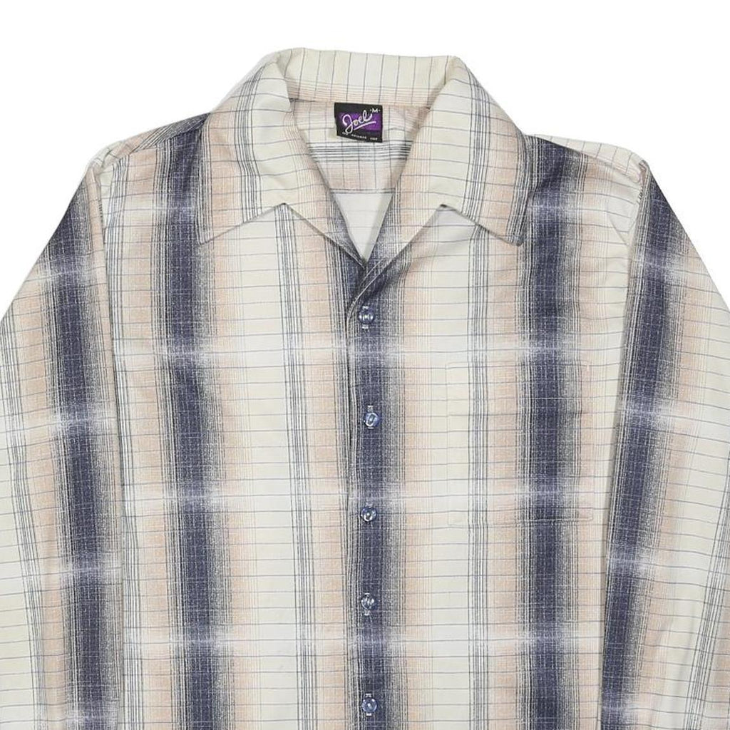 JOEL Mens Cream & Black Checked Shirt M Long Sleeve Button Closure Casual