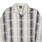 JOEL Mens Cream & Black Checked Shirt M Long Sleeve Button Closure Casual
