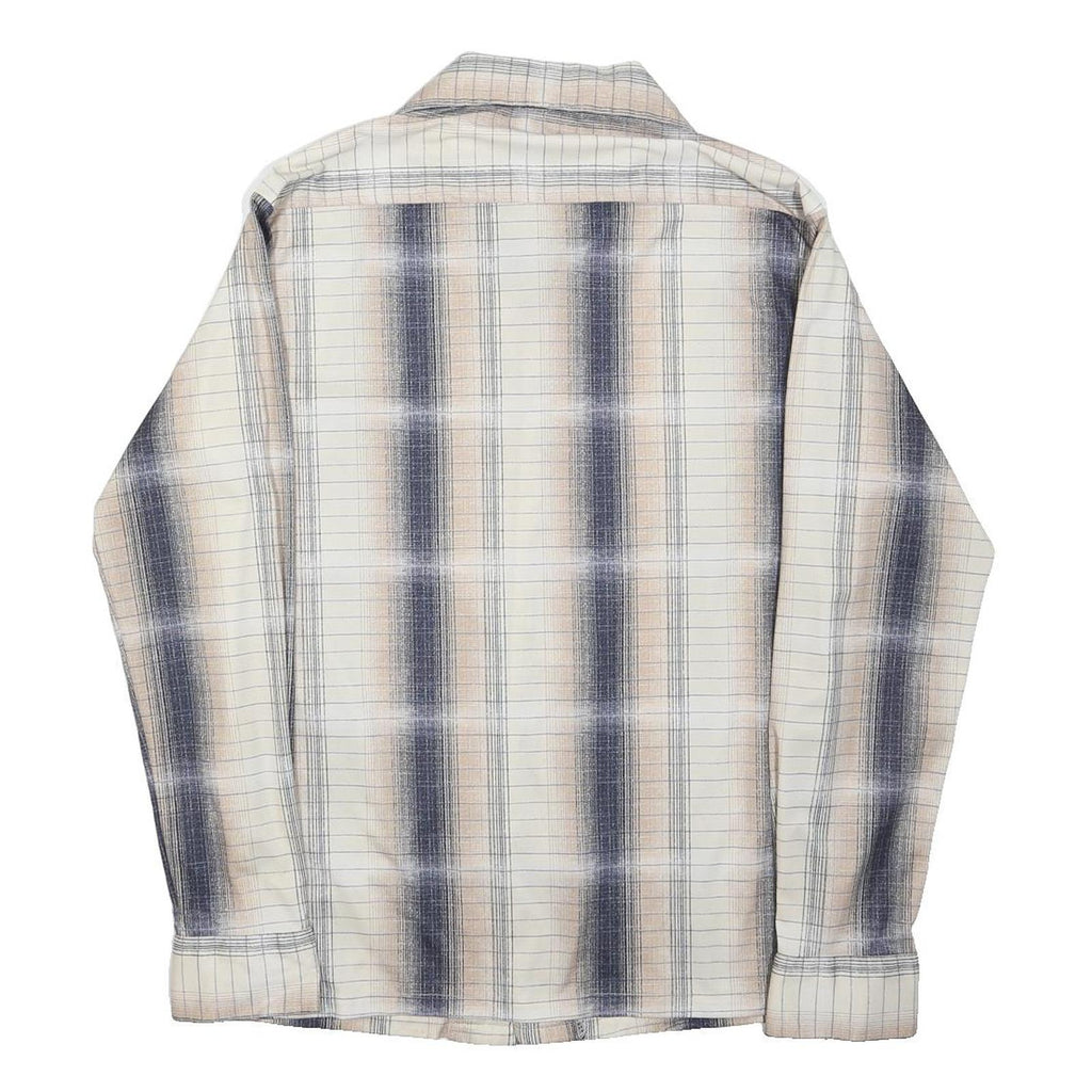 JOEL Mens Cream & Black Checked Shirt M Long Sleeve Button Closure Casual
