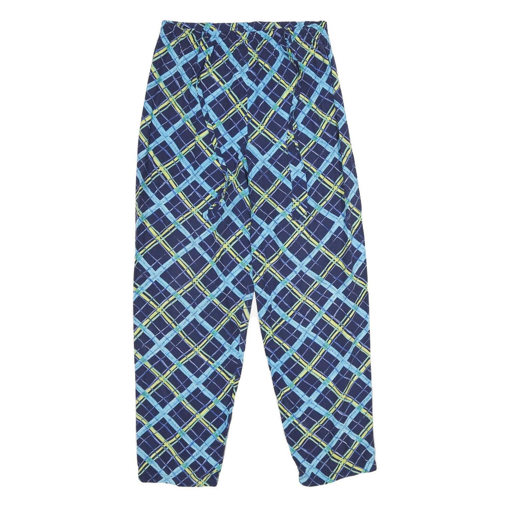 ESSENTIEL CITY Womens Velvet Blue Check Relaxed Tapered Trousers W28 L30