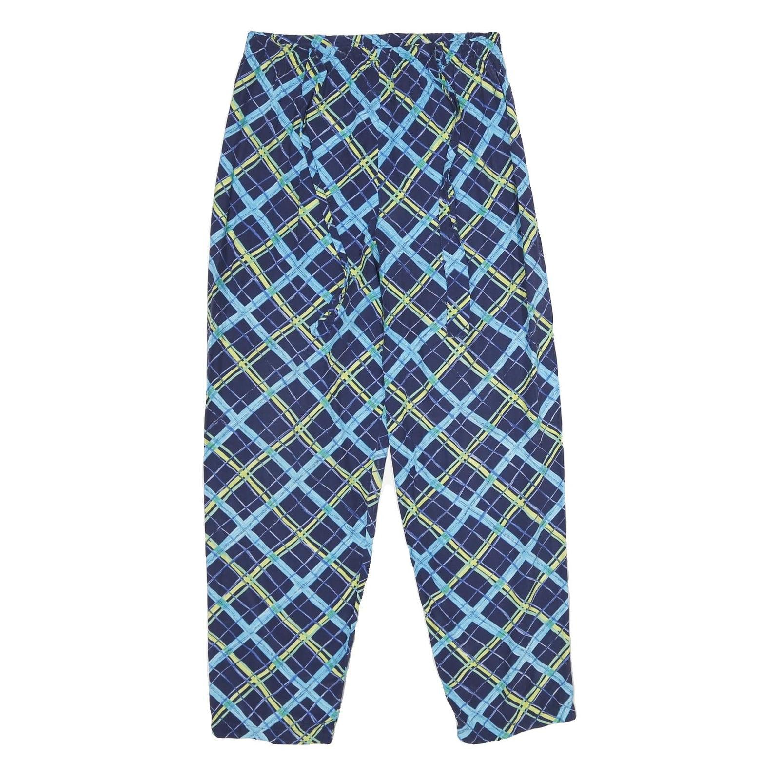 ESSENTIEL CITY Womens Velvet Blue Check Relaxed Tapered Trousers W28 L30