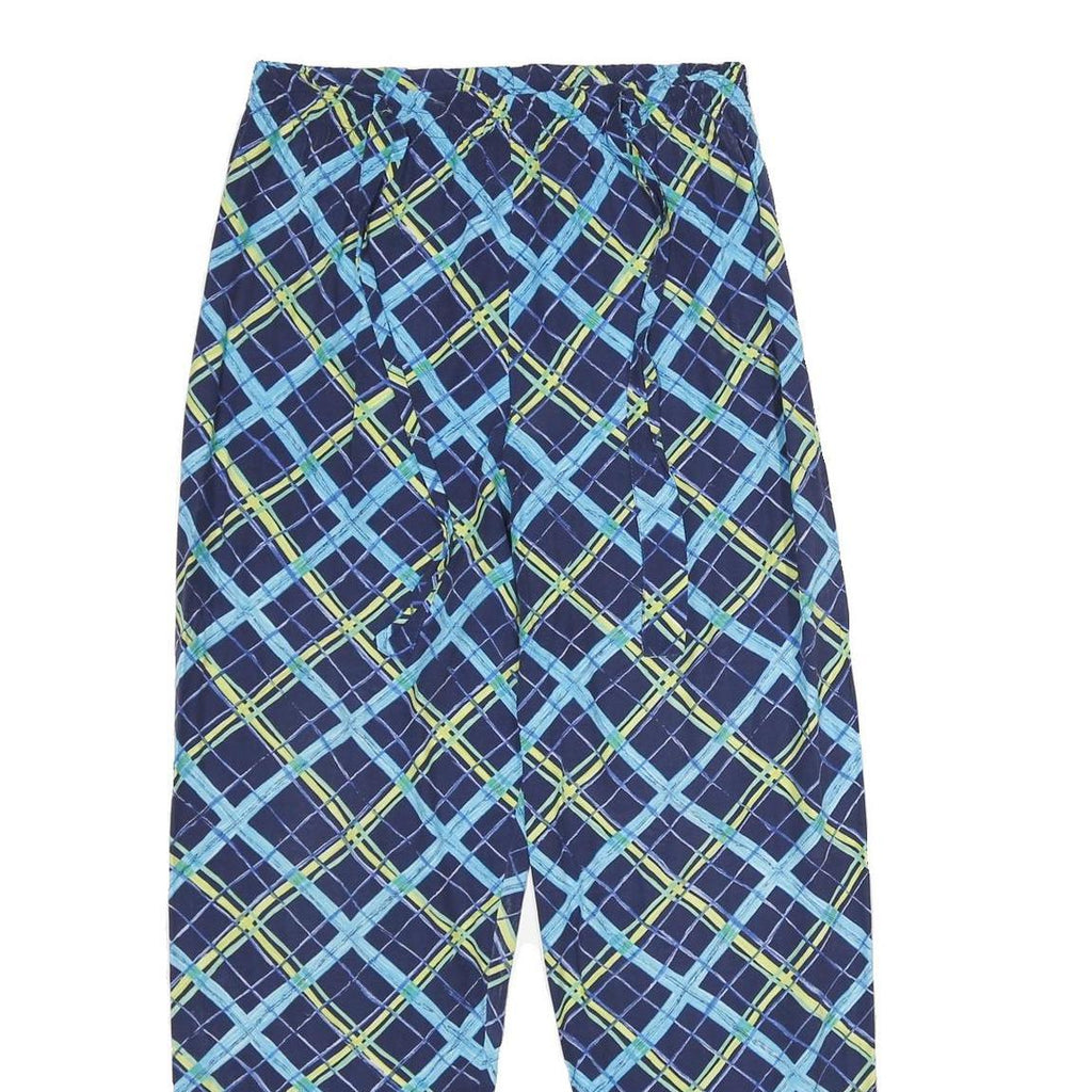ESSENTIEL CITY Womens Velvet Blue Check Relaxed Tapered Trousers W28 L30