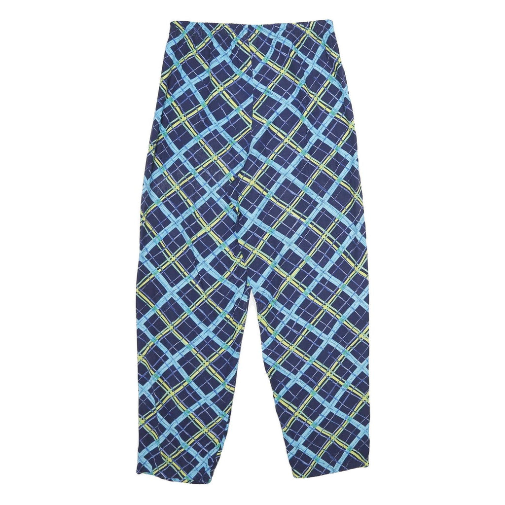 ESSENTIEL CITY Womens Velvet Blue Check Relaxed Tapered Trousers W28 L30