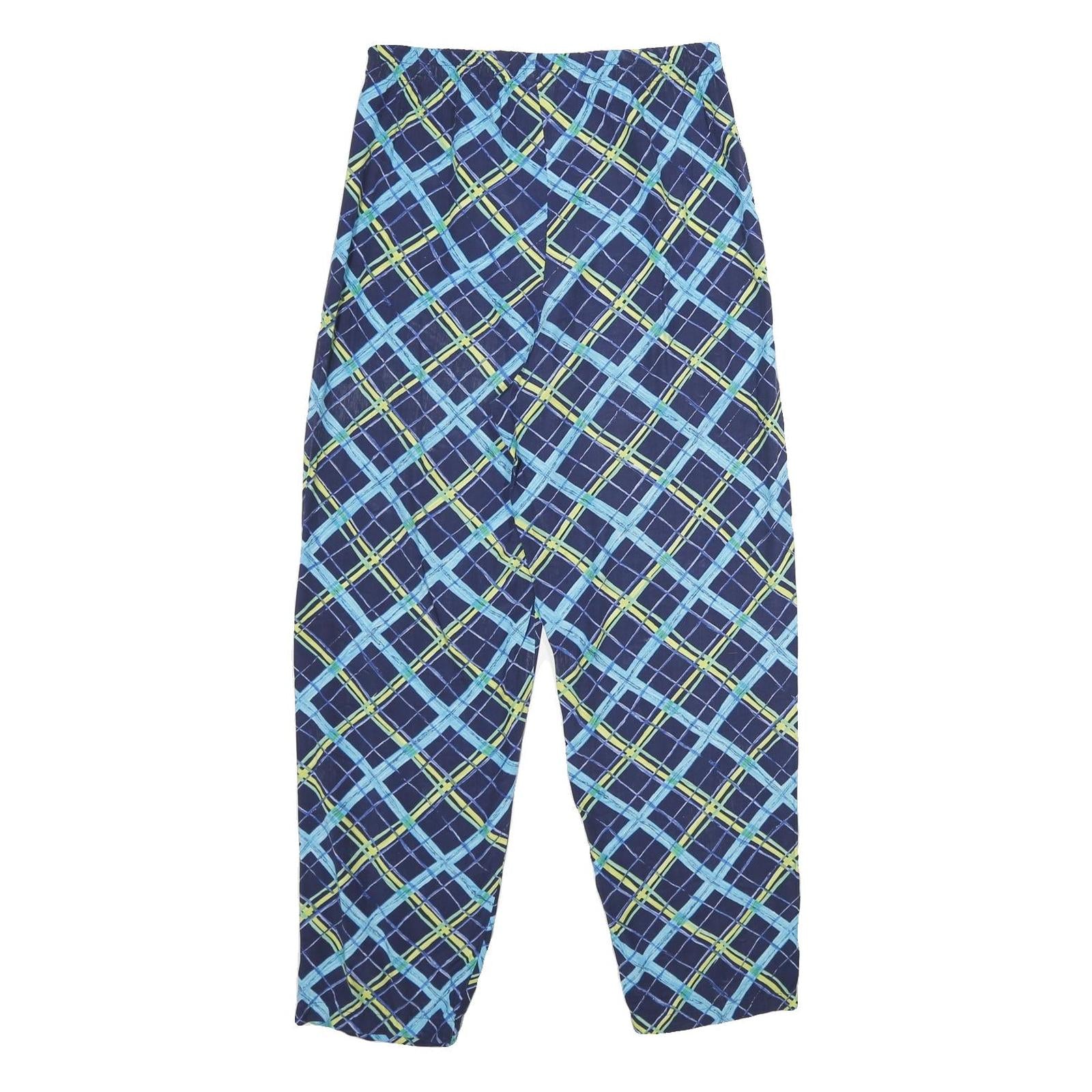ESSENTIEL CITY Womens Velvet Blue Check Relaxed Tapered Trousers W28 L30