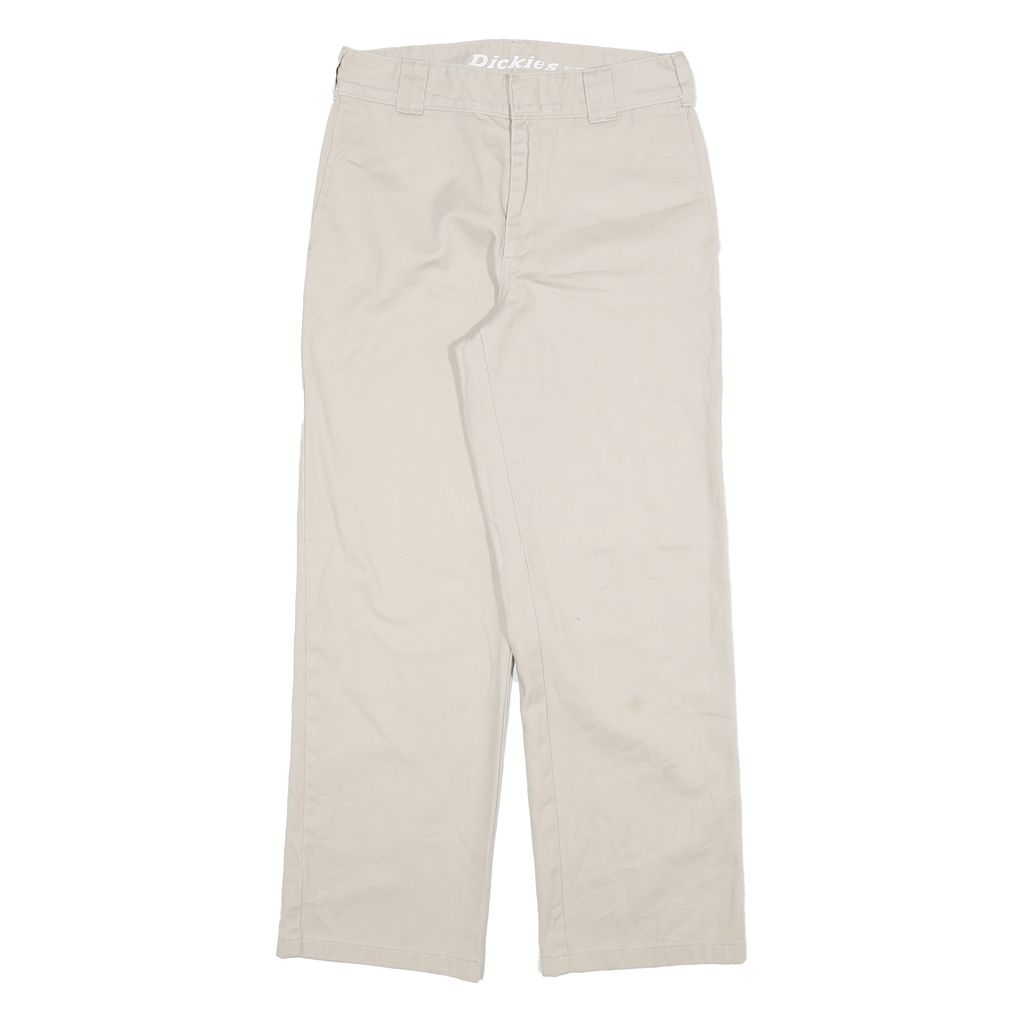 DICKIES Mens Cotton Blend Beige Regular Fit Straight Leg Trousers W28 L28