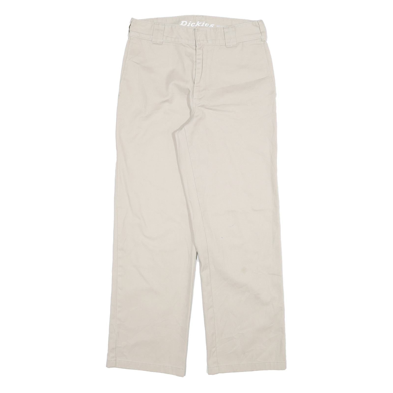 DICKIES Mens Cotton Blend Beige Regular Fit Straight Leg Trousers W28 L28
