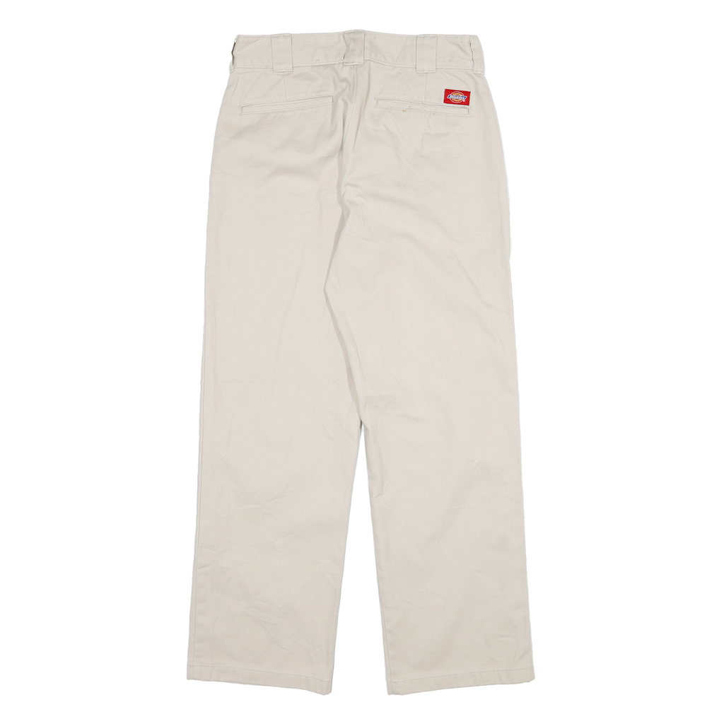 DICKIES Mens Cotton Blend Beige Regular Fit Straight Leg Trousers W28 L28