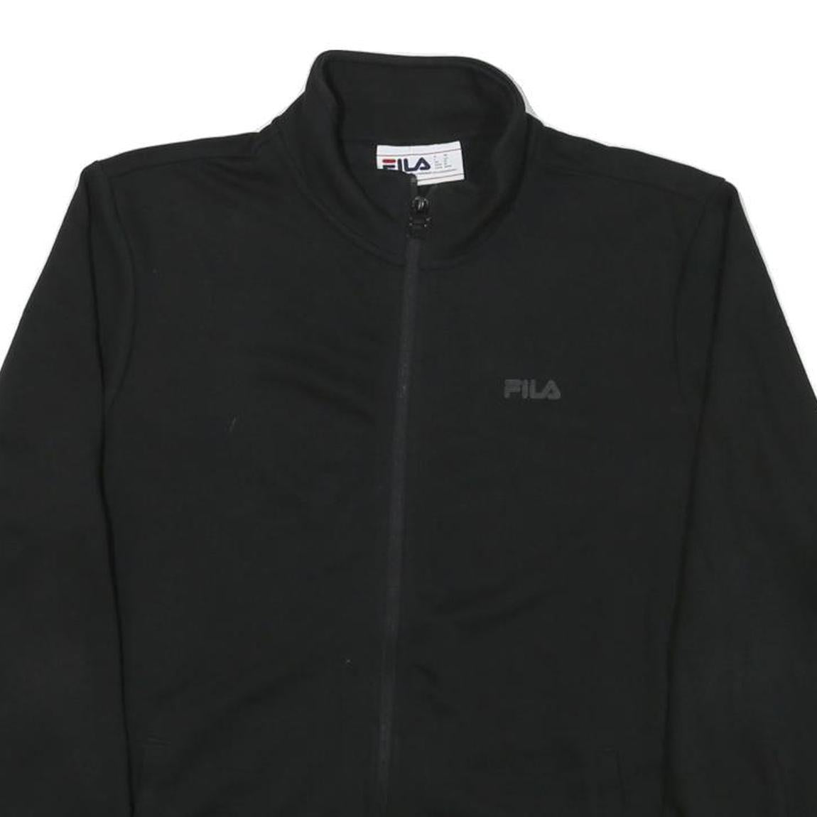 FILA Womens Black Jacket M Polyester Blend Zip Logo Plain Casual Activewear