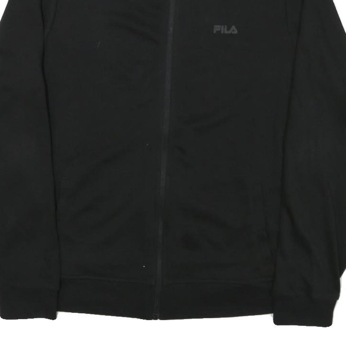 FILA Womens Black Jacket M Polyester Blend Zip Logo Plain Casual Activewear