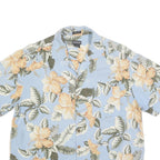 ST JOHNS BAY Mens Blue Silk Floral Short Sleeve Shirt L Hawaiian Style