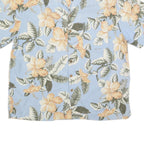 ST JOHNS BAY Mens Blue Silk Floral Short Sleeve Shirt L Hawaiian Style