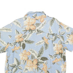ST JOHNS BAY Mens Blue Silk Floral Short Sleeve Shirt L Hawaiian Style