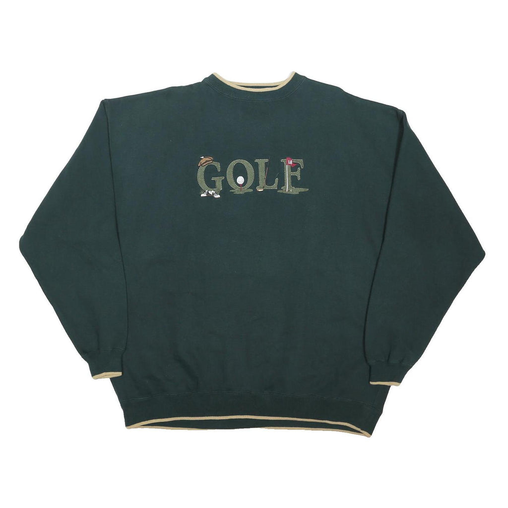 DANAGGERS Mens Green Golf Crew Neck 2XL Cotton Blend Sweatshirt
