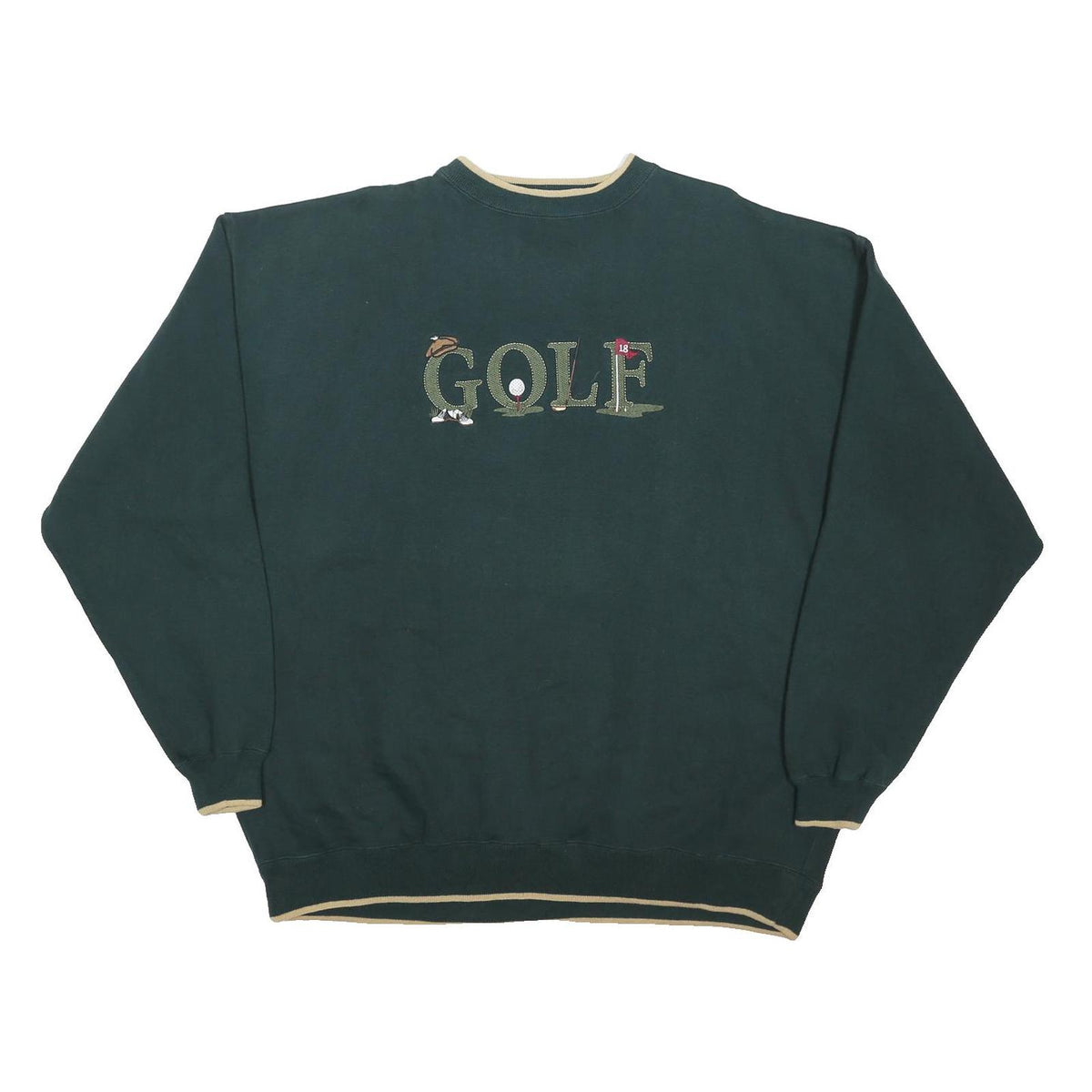 DANAGGERS Mens Green Golf Crew Neck 2XL Cotton Blend Sweatshirt