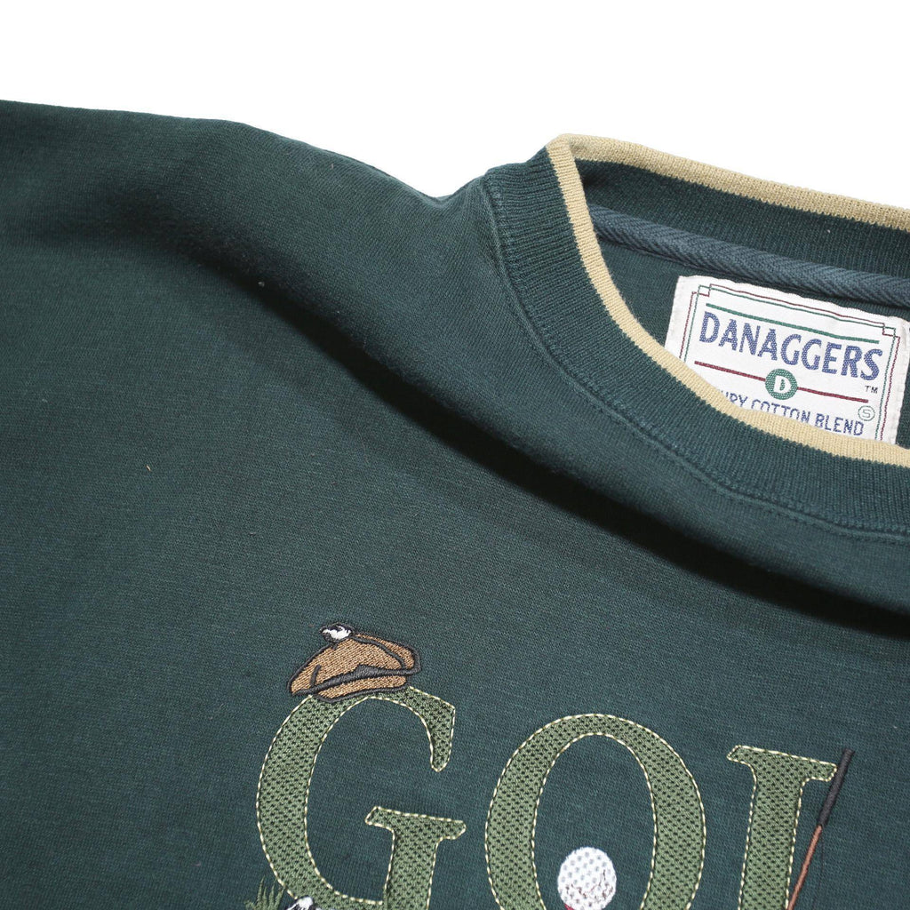 DANAGGERS Mens Green Golf Crew Neck 2XL Cotton Blend Sweatshirt