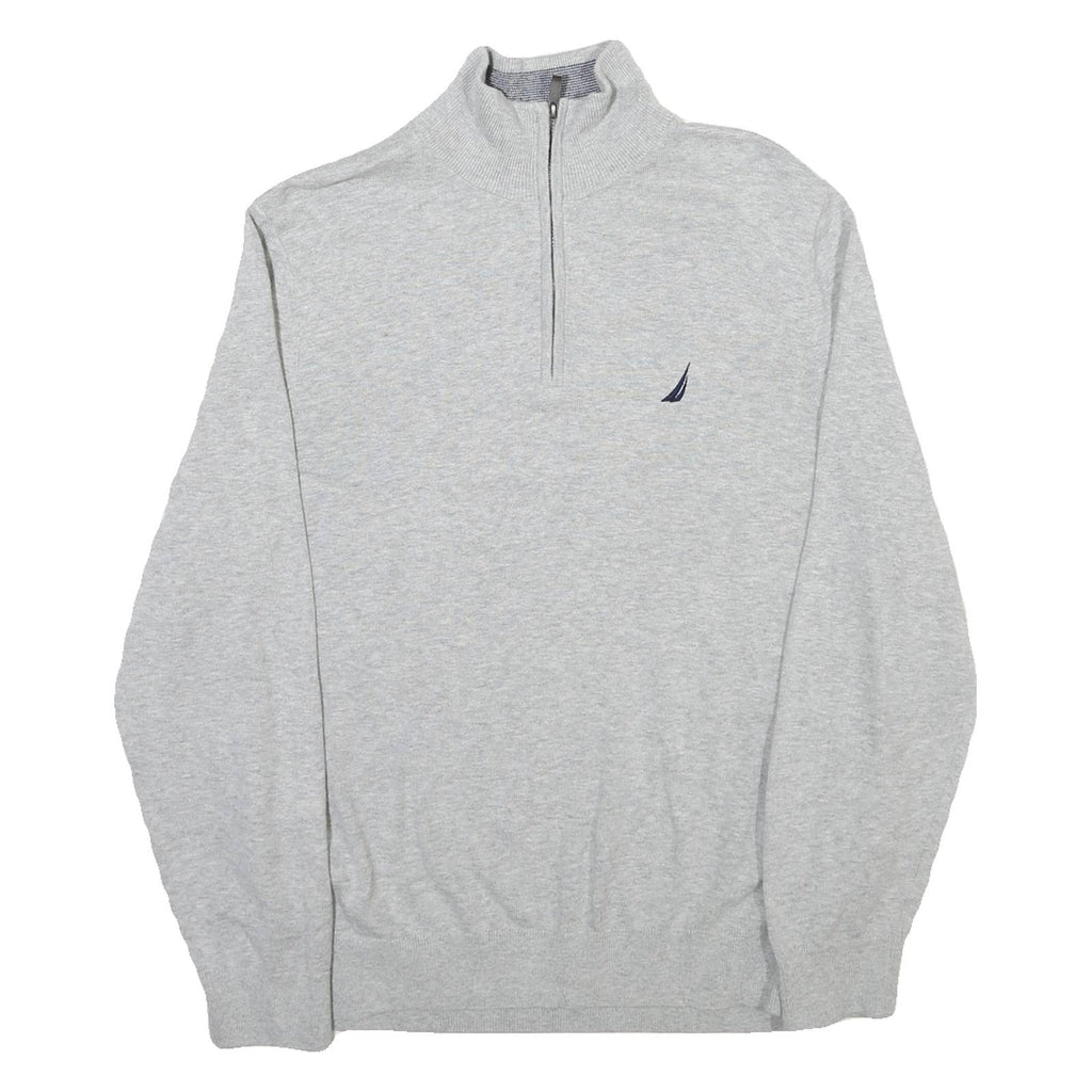 NAUTICA Mens Grey Plain Cotton Pullover Jumper Crew Neck M Classic Comfortable