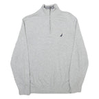 NAUTICA Mens Grey Plain Cotton Pullover Jumper Crew Neck M Classic Comfortable