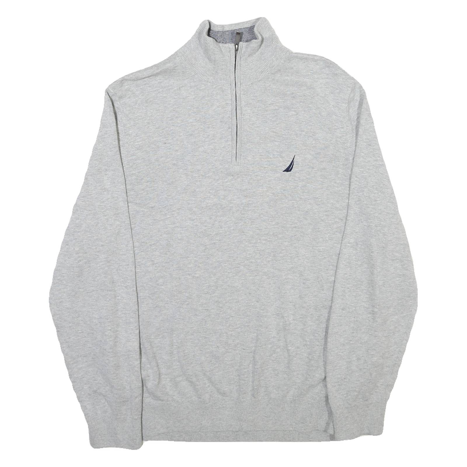 NAUTICA Mens Grey Plain Cotton Pullover Jumper Crew Neck M Classic Comfortable