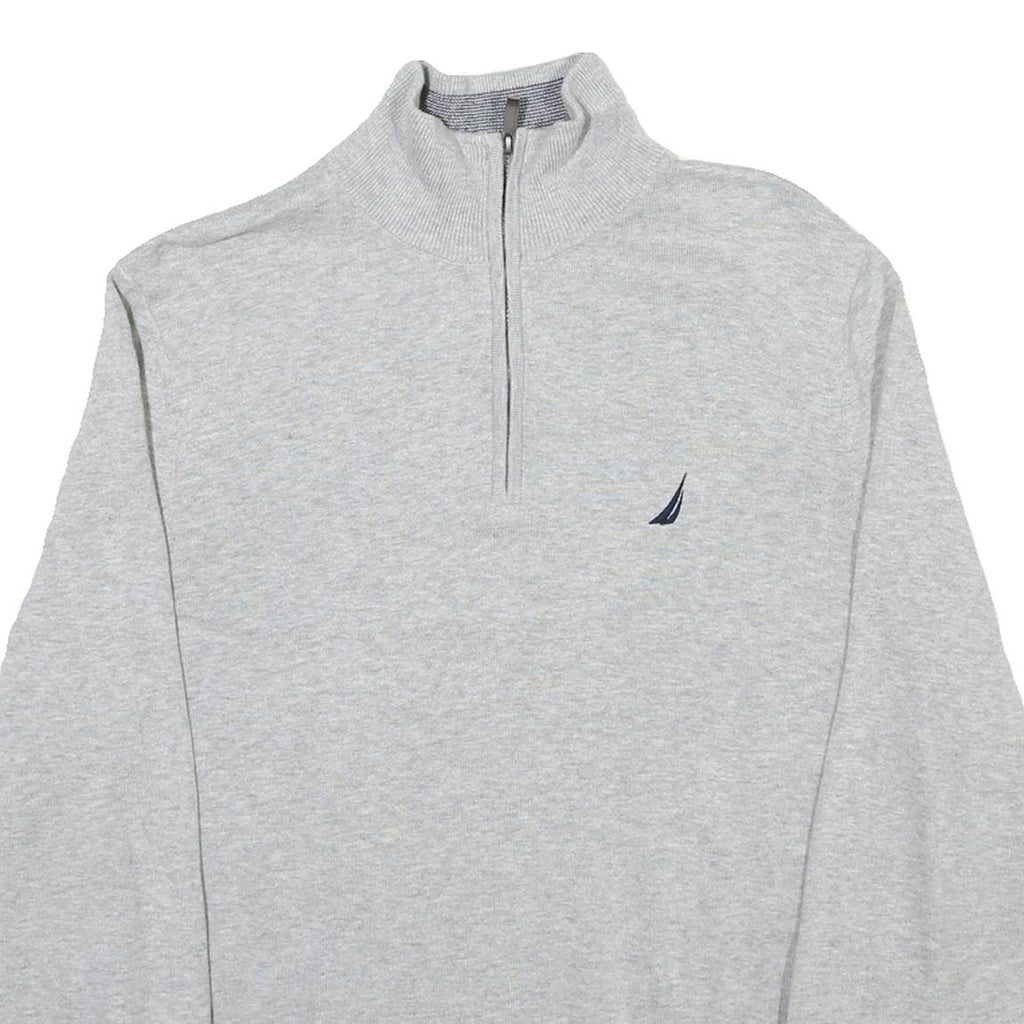 NAUTICA Mens Grey Plain Cotton Pullover Jumper Crew Neck M Classic Comfortable