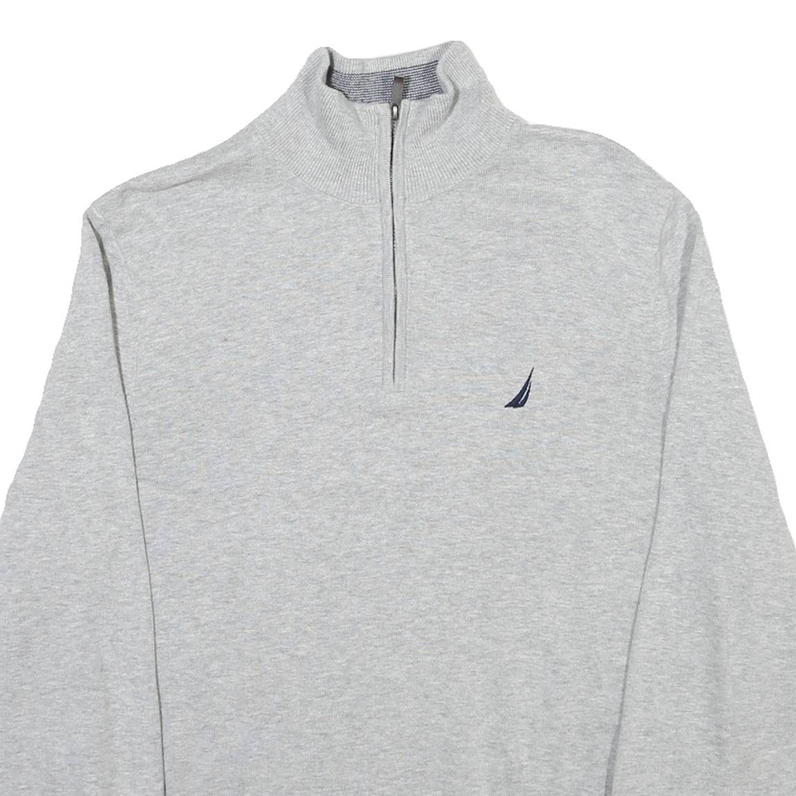 NAUTICA Mens Grey Plain Cotton Pullover Jumper Crew Neck M Classic Comfortable
