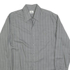 LACOSTE Mens Grey & White Checked Cotton Blend Shirt L Classic Formal Long