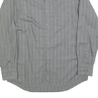 LACOSTE Mens Grey & White Checked Cotton Blend Shirt L Classic Formal Long