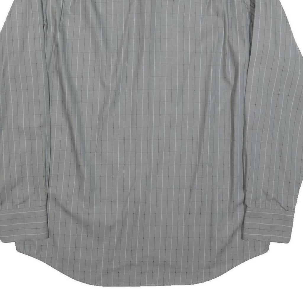 LACOSTE Mens Grey & White Checked Cotton Blend Shirt L Classic Formal Long
