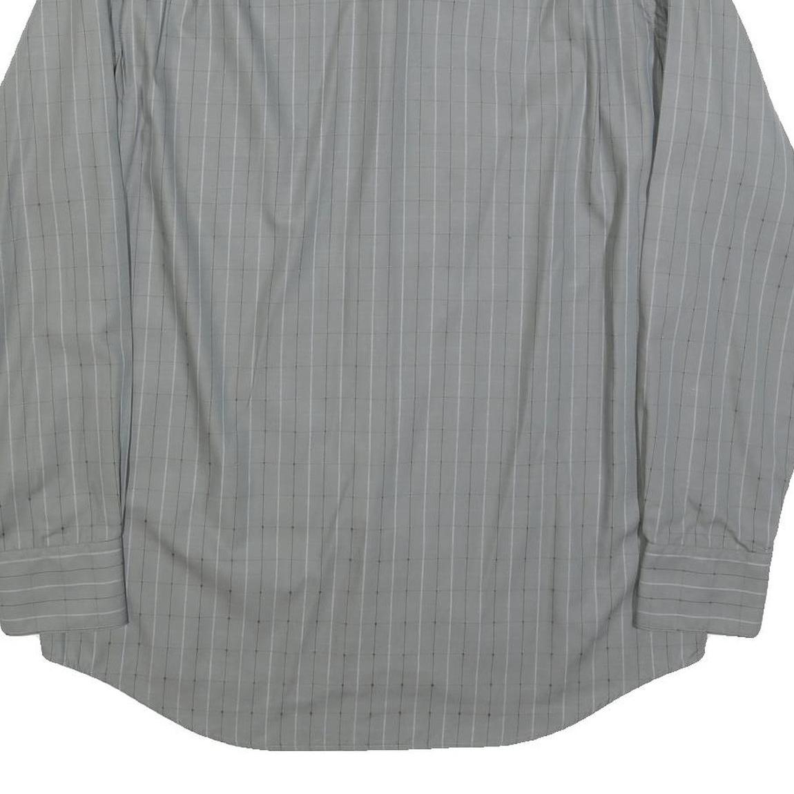 LACOSTE Mens Grey & White Checked Cotton Blend Shirt L Classic Formal Long