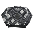 IMPACT Womens Black & White Patterned Cotton Jumper Crew Neck Basic Knit L