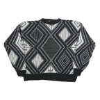 IMPACT Womens Black & White Patterned Cotton Jumper Crew Neck Basic Knit L