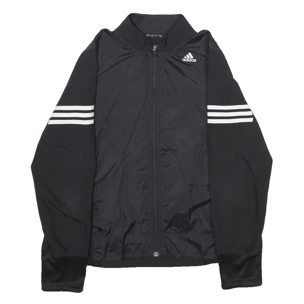 ADIDAS Womens Black Jacket S Polyester Plain Sports Zip Athletic Casual