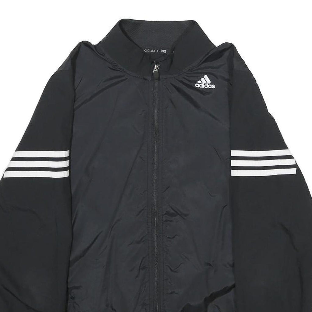 ADIDAS Womens Black Jacket S Polyester Plain Sports Zip Athletic Casual