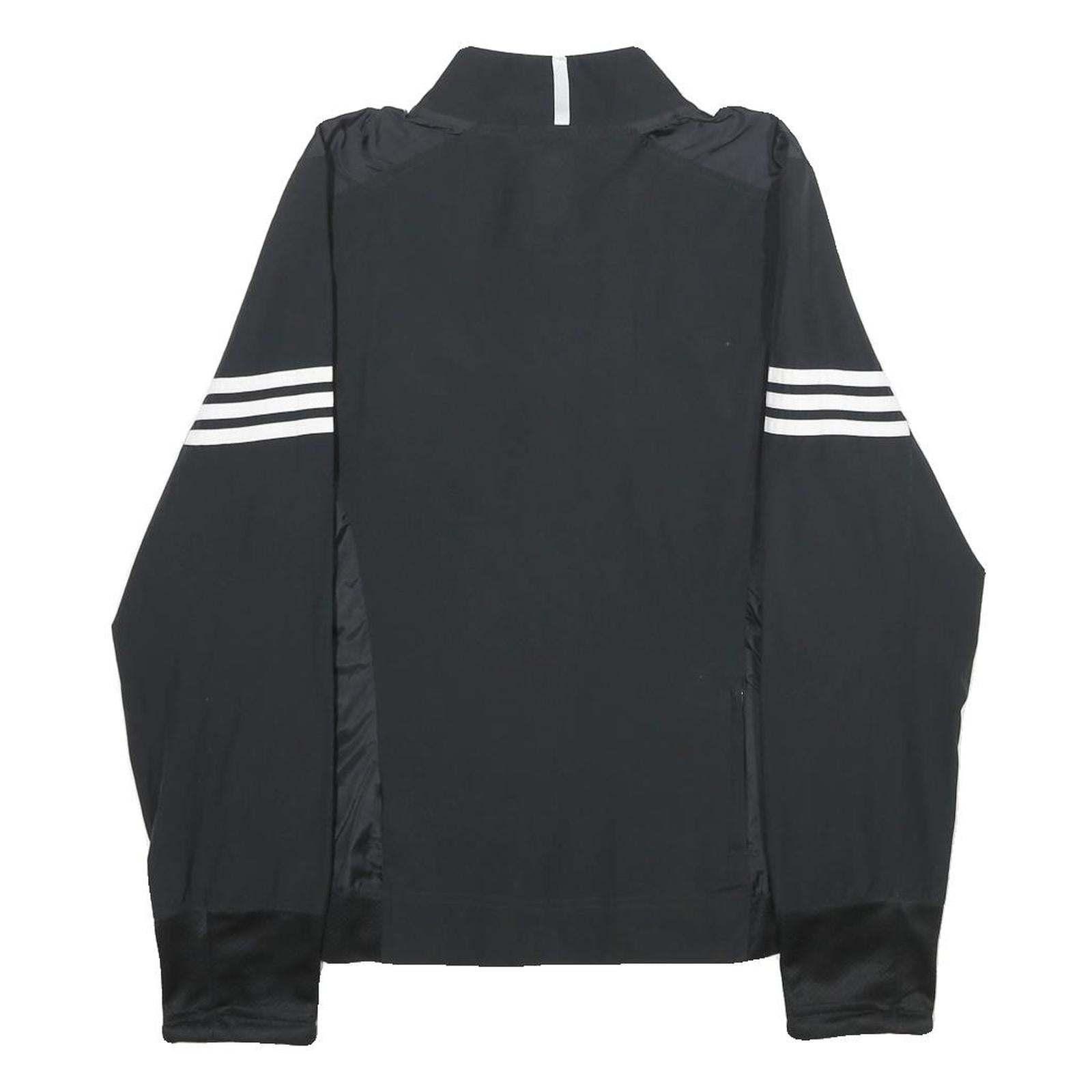 ADIDAS Womens Black Jacket S Polyester Plain Sports Zip Athletic Casual