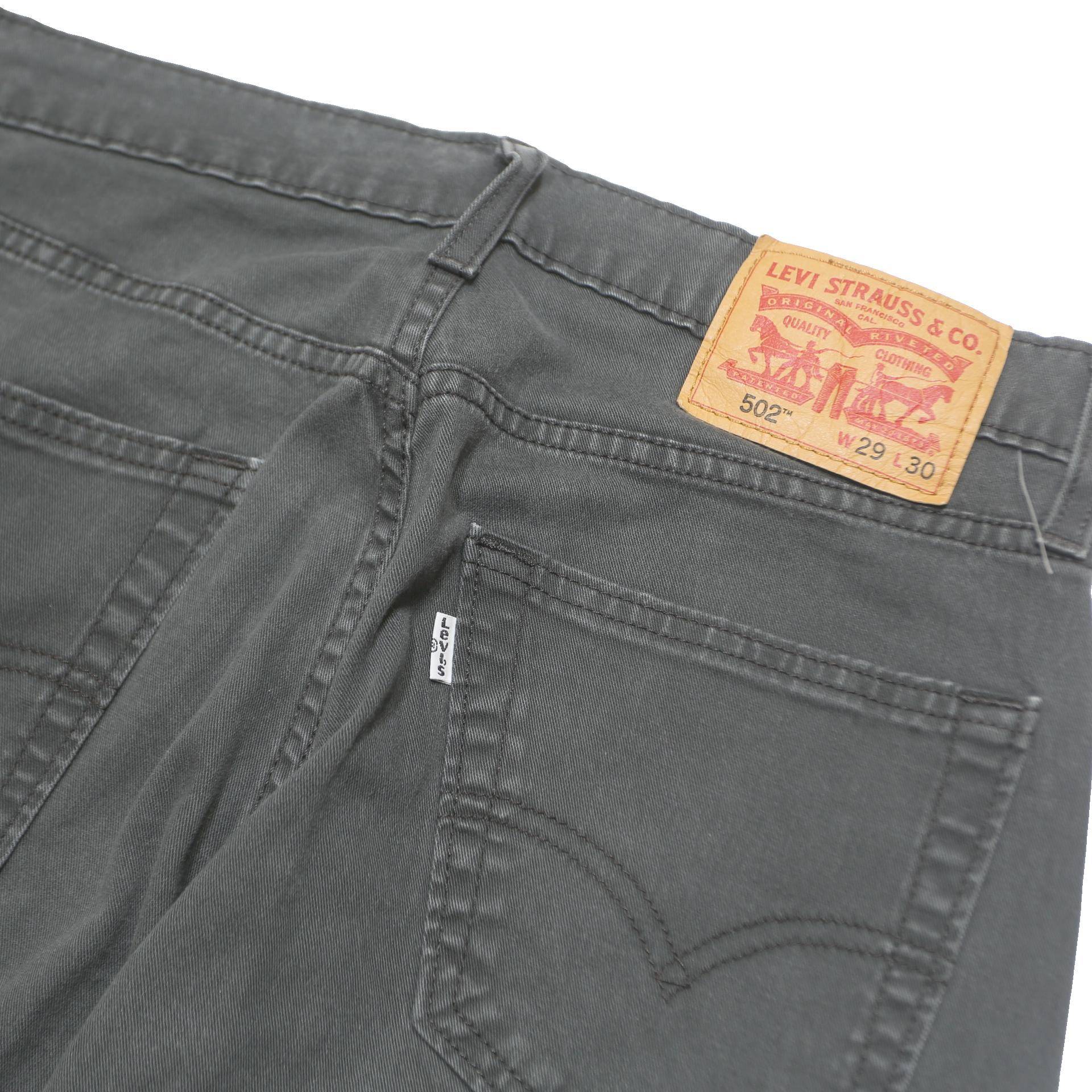 LEVI'S 502 Mens Jeans Grey Slim Straight Denim Medium W29 L30 Cotton Blend Zip