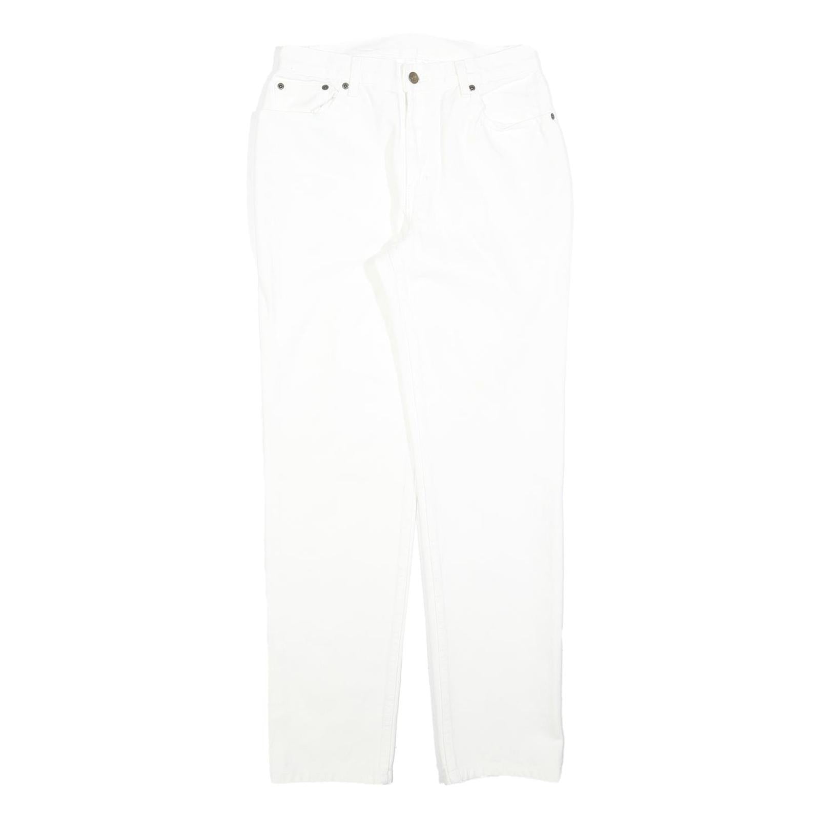 JEANOLOGY Womens White Regular Fit Straight Denim Jeans W28 L30 Zip Cotton Blend