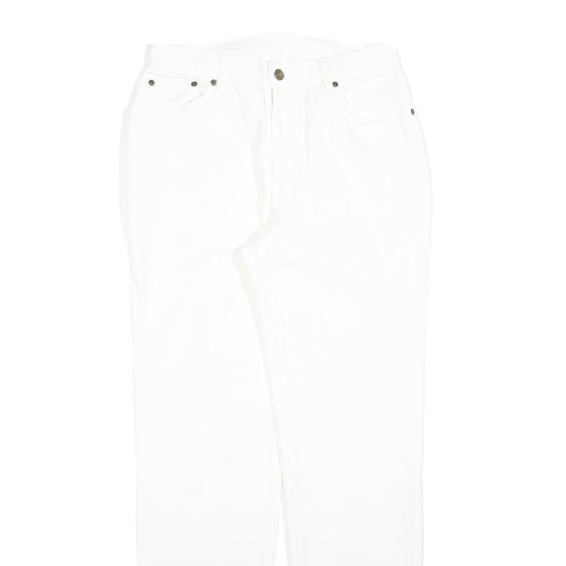 JEANOLOGY Womens White Regular Fit Straight Denim Jeans W28 L30 Zip Cotton Blend