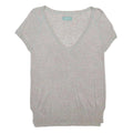 ZADIG & VOLTAIRE Womens Grey Plain Pullover Jumper V-Neck Basic Knit S Soft