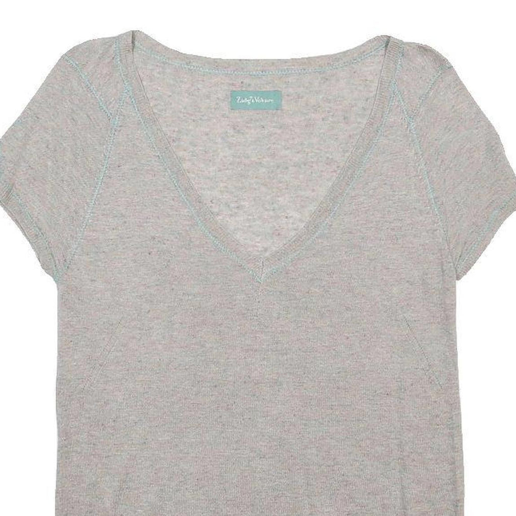 ZADIG & VOLTAIRE Womens Grey Plain Pullover Jumper V-Neck Basic Knit S Soft
