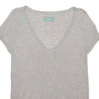 ZADIG & VOLTAIRE Womens Grey Plain Pullover Jumper V-Neck Basic Knit S Soft
