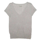 ZADIG & VOLTAIRE Womens Grey Plain Pullover Jumper V-Neck Basic Knit S Soft