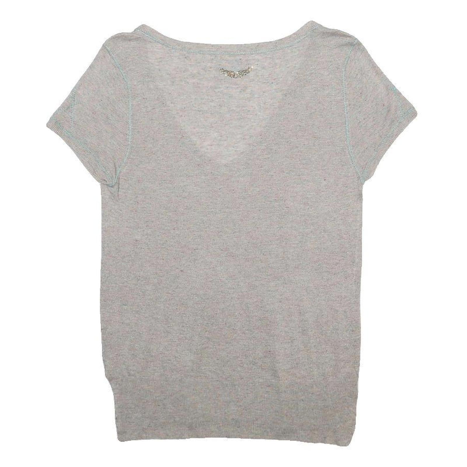 ZADIG & VOLTAIRE Womens Grey Plain Pullover Jumper V-Neck Basic Knit S Soft