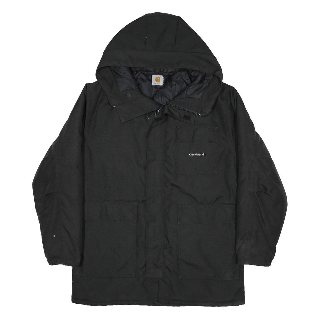 CARHARTT Mens Black Workwear Jacket XL Woven Hooded Zip Outerwear Outdoor