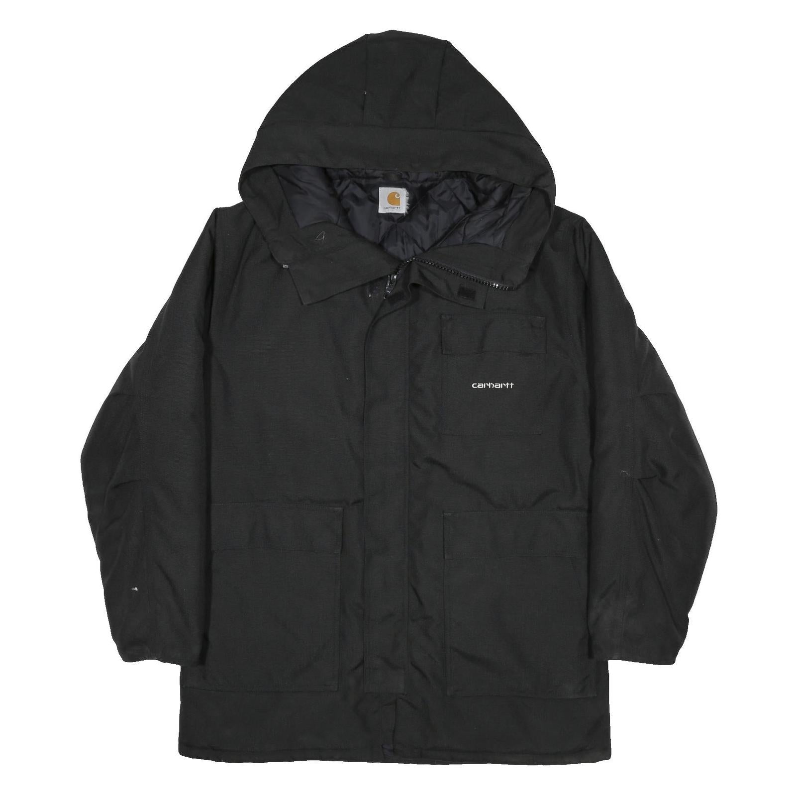 CARHARTT Mens Black Workwear Jacket XL Woven Hooded Zip Outerwear Outdoor