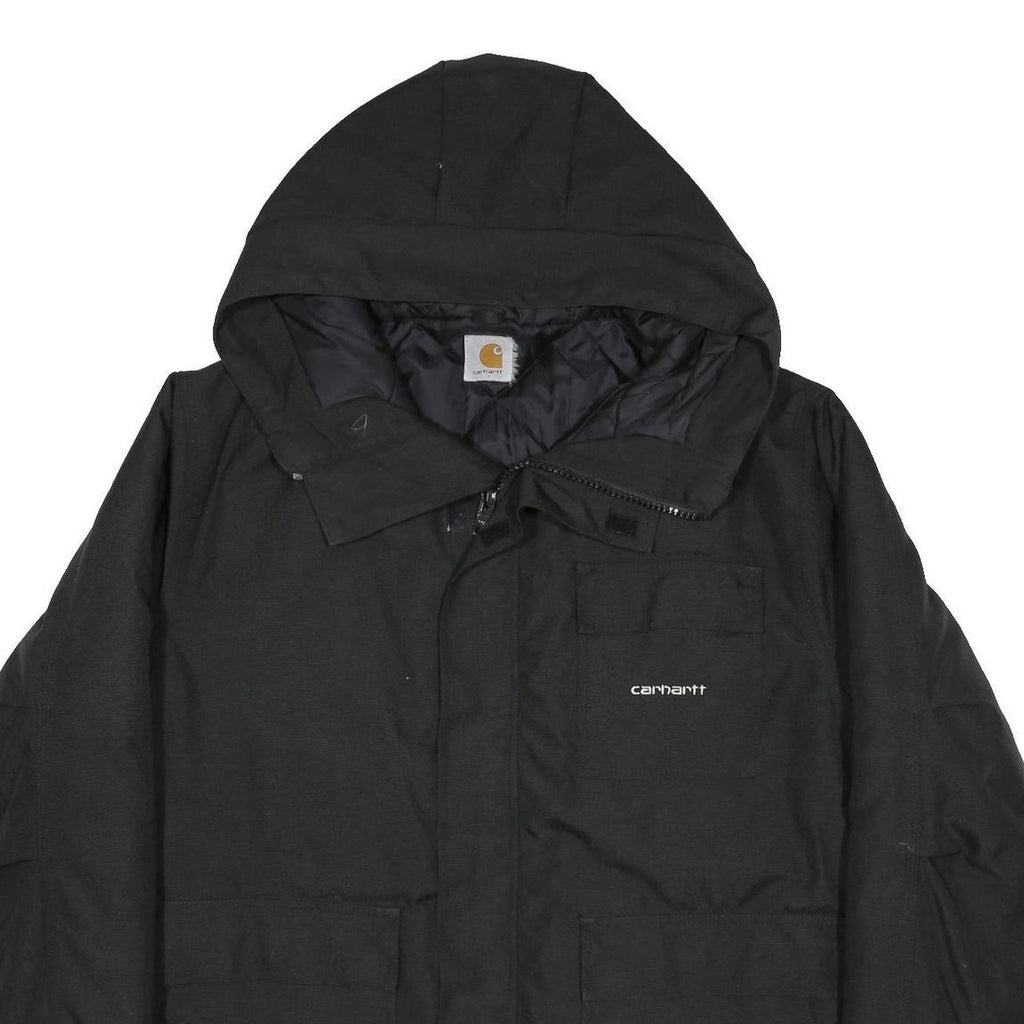 CARHARTT Mens Black Workwear Jacket XL Woven Hooded Zip Outerwear Outdoor