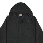 CARHARTT Mens Black Workwear Jacket XL Woven Hooded Zip Outerwear Outdoor