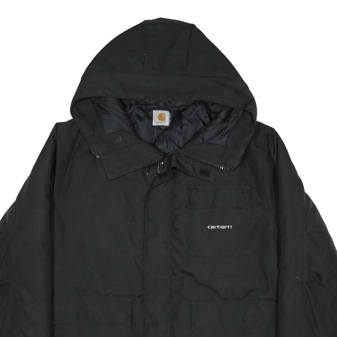 CARHARTT Mens Black Workwear Jacket XL Woven Hooded Zip Outerwear Outdoor