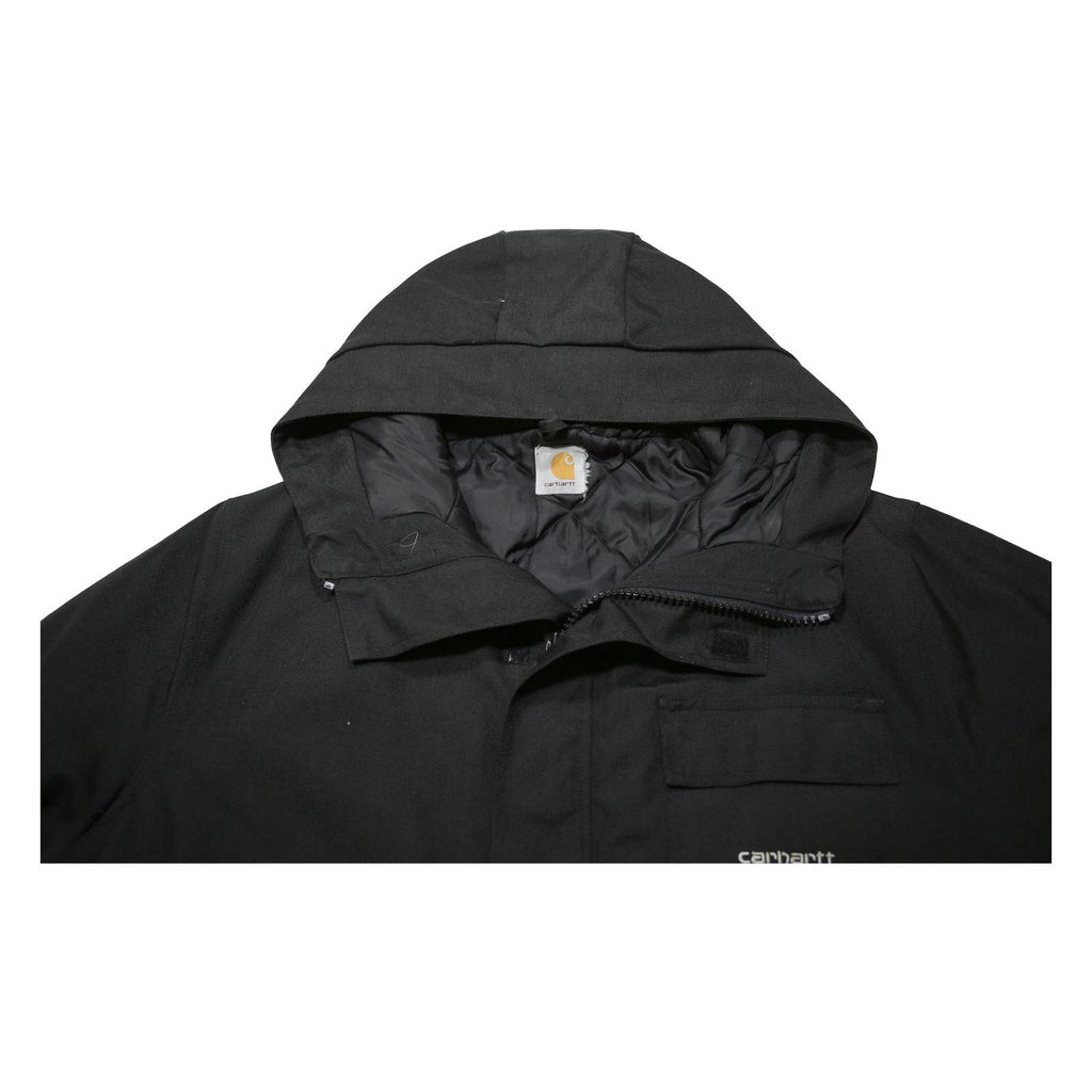 CARHARTT Mens Black Workwear Jacket XL Woven Hooded Zip Outerwear Outdoor