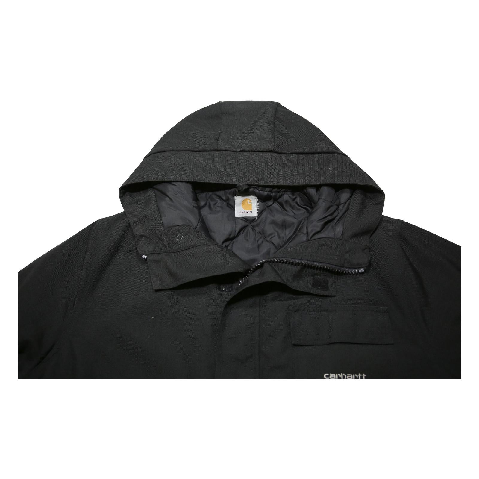 CARHARTT Mens Black Workwear Jacket XL Woven Hooded Zip Outerwear Outdoor