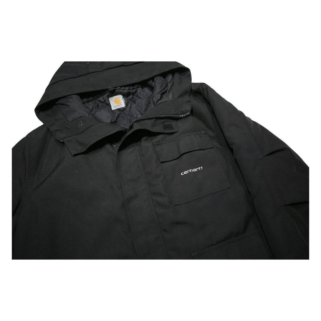 CARHARTT Mens Black Workwear Jacket XL Woven Hooded Zip Outerwear Outdoor