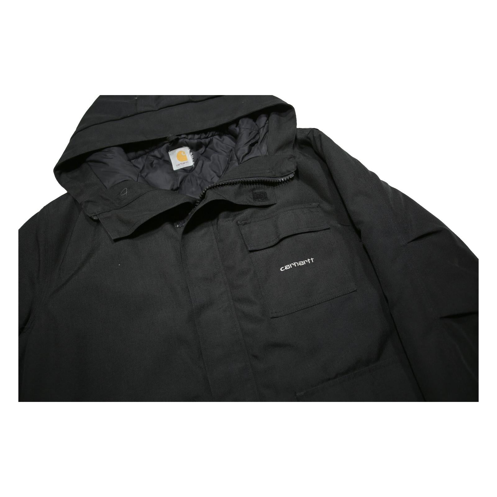 CARHARTT Mens Black Workwear Jacket XL Woven Hooded Zip Outerwear Outdoor